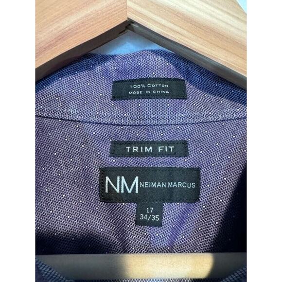 Neiman Marcus Mens Large Purple Trim Fit Button Up Shirt 17 34/35 * - Picture 6 of 13